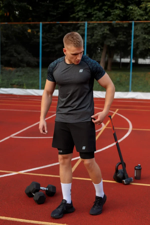 2w1 Gym Compression Active Graphite Plus Koszulka