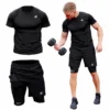 2w1 Gym Compression Air Mesh Black