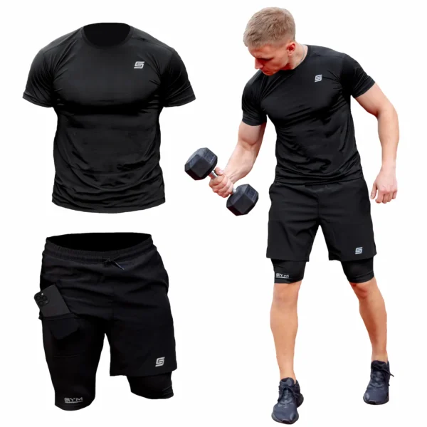 2w1 Gym Compression Air Mesh Black