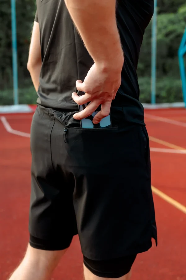 2w1 Gym Compression Air Mesh Black Spodenki