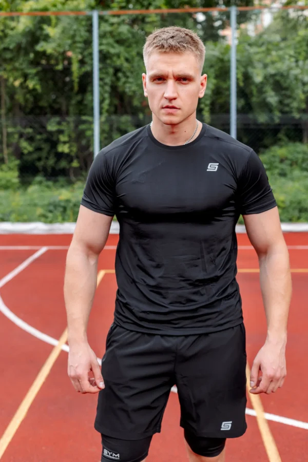 2w1 Gym Compression Air Mesh Black Koszulka