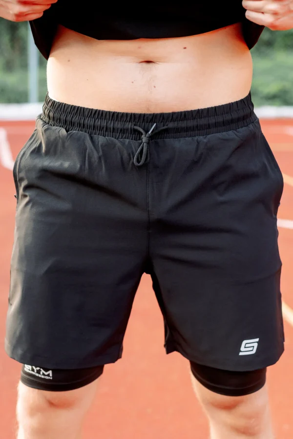 2w1 Gym Compression Prime Black Plus Spodenki