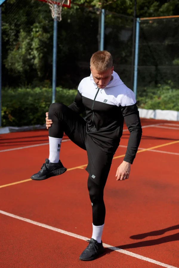 5w1 Gym Compression Black & White Bluza