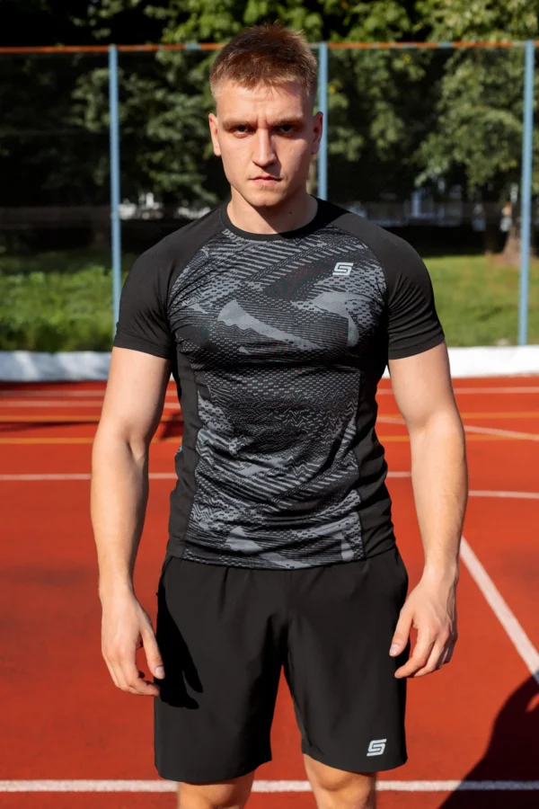 5w1 Gym Compression Black Pixel Koszulka