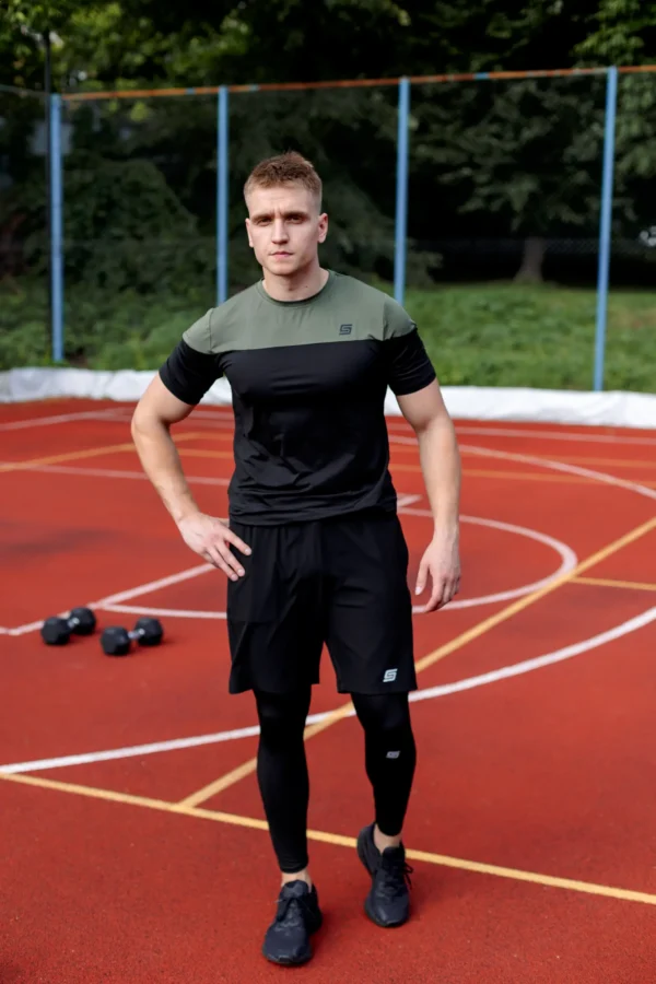 Gym Compression Olive Black Rashguard krótki rękaw