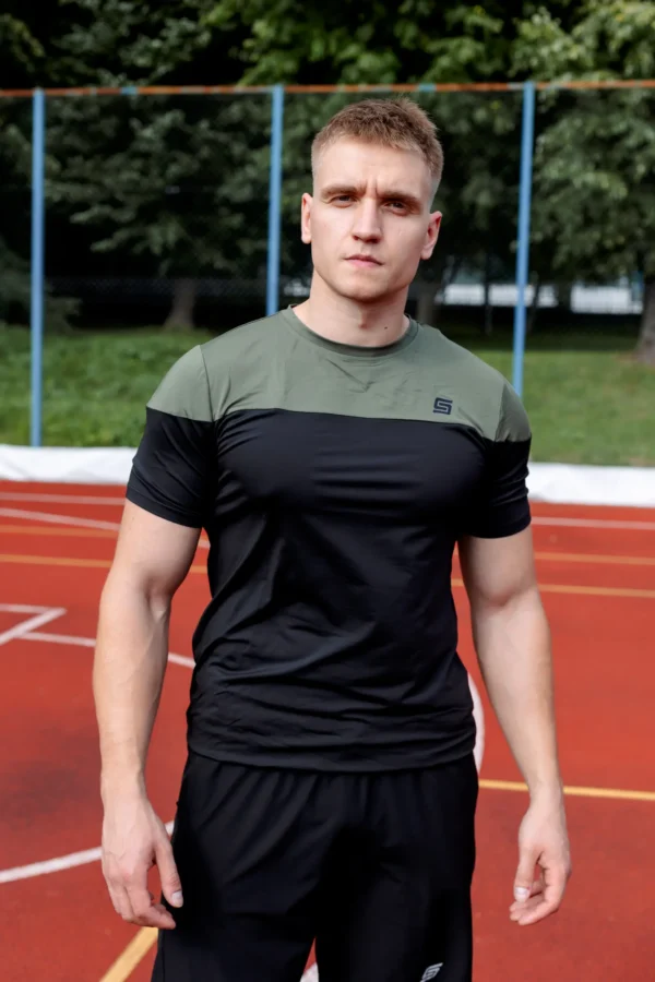 Gym Compression Olive Black Rashguard krótki rękaw