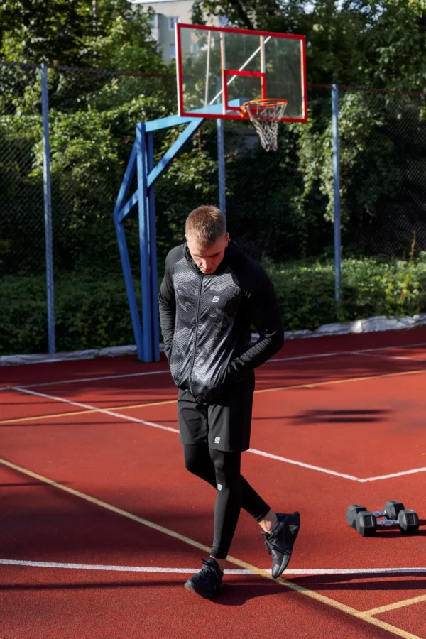 Gym Compression Black Pixel Bluza