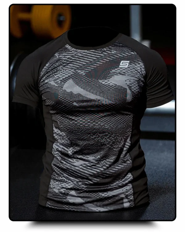 Gym Compression Black Pixel Rashguard z krótkim rękawem