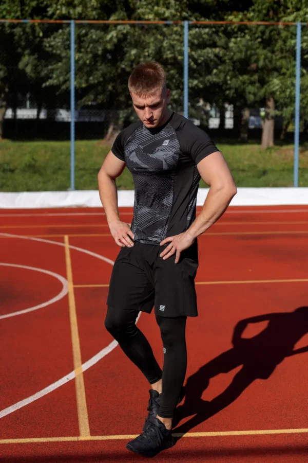 Gym Compression Black Pixel Rashguard z krótkim rękawem