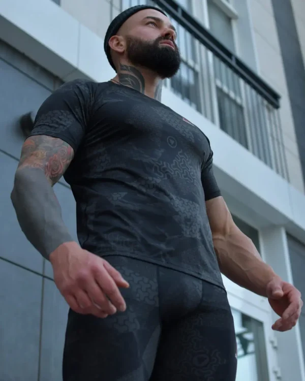 Spartan Black & Grey Rashguard z krótkim rękawem