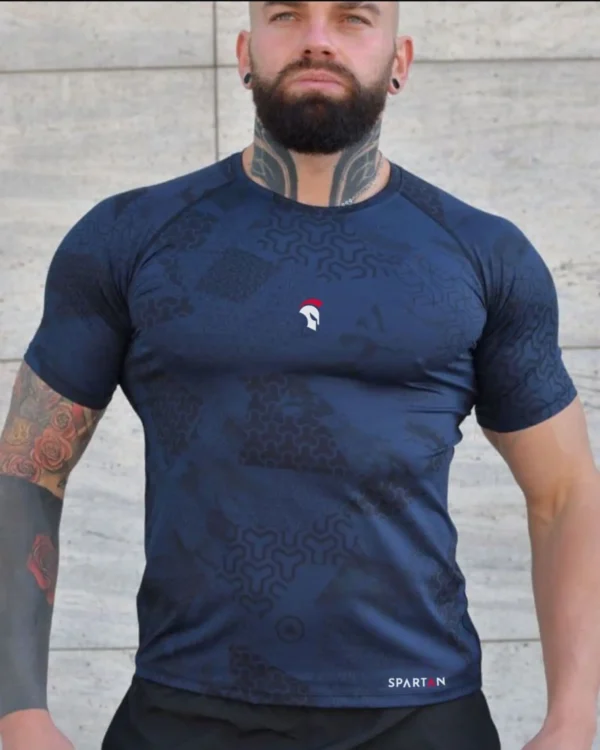 Spartan Blue & Black Rashguard z krótkim rękawem